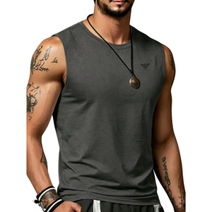 <b>Mens</b> Casual Sleeveless Tank <b>Top</b> <b>Muscle</b> Fit Crew Neck Spandex/Polyester Breathable Front Gym Workout Sports Summer Training - Product Image 1