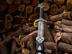 Épée traditionnelle artisanale en acier au carbone avec lame pleine longueur et poignée en métal ornée |   Réplique de fourreau médiéval de collection pour la maison - Product Image 4