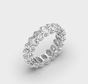Anillo de boda de eternidad completa de oro blanco de 14K con diamantes cultivados en laboratorio de corte ovalado de 4.50 CTW y engaste compartido al por mayor - Product Image 3