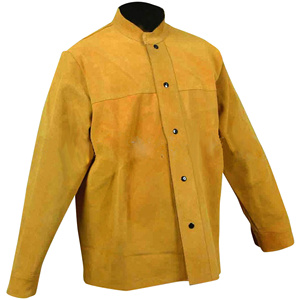Veste de soudeur en cuir de vachette résistant au feu, de qualité industrielle, pour travaux lourds, résistante aux étincelles et aux feux, veste de chantier - Product Image 1