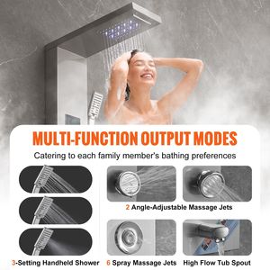Pannello Doccia Idroelettrico con Schermo LED a 6 Modalità, 8 Getti Massaggianti, Funzioni Pioggia e Cascata per Accessori Bagno - Product Image 6