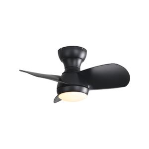 Ventilatore da soffitto a LED da 23 pollici per camera da letto con 3 pale in ABS, telecomando, motore DC 18W, luce LED nera - Product Image 1