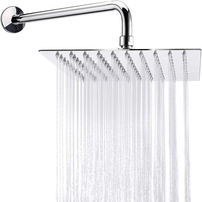 Pomme de douche supérieure de 8 pouces + bras de douche rond de 30 cm [électroplaqué]
