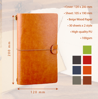 Buku Catatan Perjalanan Kulit Coklat Vintage Grosir, Isi Ulang, dengan Lembar Bertitik & Tempat Kartu, Cocok untuk Hadiah