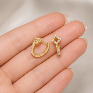 Pendientes de Aro Hechos a Mano con Diamantes Naturales y Baño de Oro de 10K, Diseño Elegante y Moderno para Uso Diario, Joyería para Mujer, Ideal para Fiestas - Product Image 4