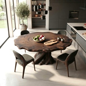 Modern Luxury Designer Handmade Customizable <b>Round</b> Natural Wood <b>Dining</b> <b>Table</b> <b>for</b> Home Villa Apartment Restaurant - Product Image 1