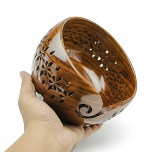 Wooden Yarn Bowl Shiny Polished Wood Crafts <b>Sewing</b> Storage Knitting Needles Yarn Balls Wooden Bowl Catcher Organic <b>Material</b> Car - Product Image 5