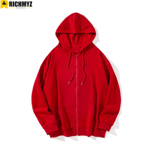 Men's <b>Navy</b> Blue Hooded Zip-Up <b>Sweatshirt</b> Solid Casual Oversized Fit 100% Cotton Fleece Breathable Eco-Friendly Winter Wear - Product Image 3
