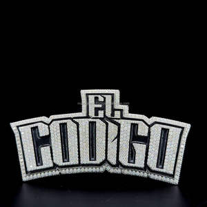 Hip Hop glacé bijoux personnalisé grand dernier noir contour émail pendentif 925 argent nom Logo lettre 5 pouces Moissanite pendentif - Product Image 1