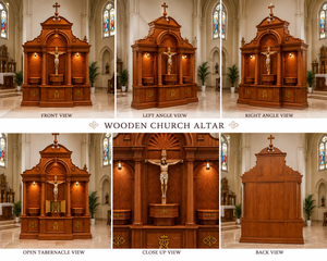 Altar de Madera Tradicional para Iglesia Católica Romana, Estilo Europeo Clásico, Diseños de Altares de Madera para Iglesia Cristiana - Product Image 6