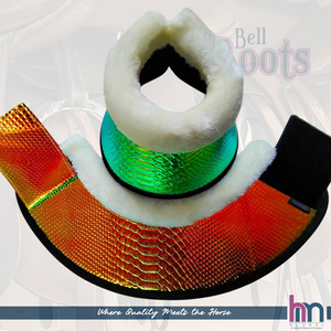 Botas Protectoras Premium para Caballos, Acolchadas de Neopreno con Tela Brillante Color Oro Rosa, Anti-Impacto, Anti-Overreach, OEM - Product Image 5