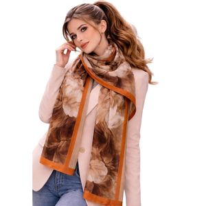 Écharpe de mode pour femme, imprimé floral, en viscose, châle, dupatta, doux, léger, élégant, hijab, marron et rouille, long - Product Image 2