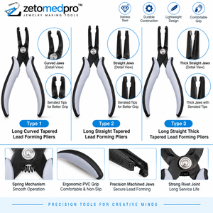 Pince à façonner les fils à mâchoires coniques longues et dentelées en acier inoxydable, outil de fabrication de bijoux 6 pouces ZetomedPro - Product Image 4