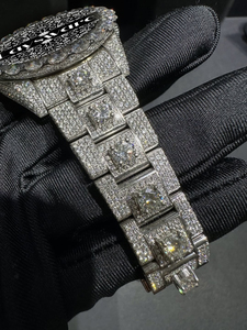 Reloj de Lujo con Diamantes Completos VVS Moissanite, Estilo Hip Hop, Redondo, Clásico, en Oro Rosa, Reloj Mecánico para Hombre - Product Image 3