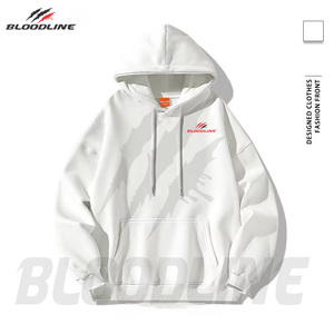 เสื้อฮู้ดฟลีซสีขาวสำหรับทุกเพศ ยี่ห้อ Bloodline International ทรงปกติ สไตล์ฮิปฮอป ผ้าไม่ยับ แห้งเร็ว ระบายอากาศได้ดี เหมาะสำหรับฤดูหนาว - Product Image 4