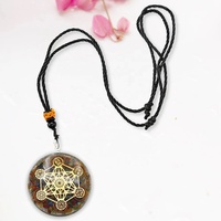 Pendentif Orgone Feng Shui de Qualité Supérieure, Symbole Chakra de Metatron en Forme de Puces de Cristal Multicolores, Fait Main, Vente en Gros