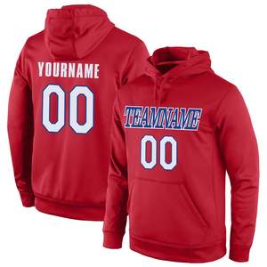 Ensemble de sweat-shirts de football rouges personnalisés avec nom et numéro, pull-over de sport à manches longues, vêtements d'entraînement de football personnalisés Pro. - Product Image 1