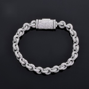 <b>Mens</b> 925 <b>Silver</b> Moissanite Gold Tone Iced Link Bracelet Luxury Statement Chain Bracelet <b>For</b> <b>Men</b> - Product Image 1