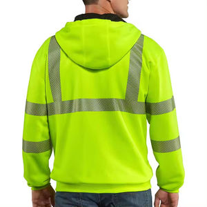 Sudadera de Seguridad Reflectante de Alta Visibilidad para Hombre, Clase 2, Verde, Forro Polar de Poliéster, Ropa de Trabajo con Serigrafía de Detección de Agujas - Product Image 5