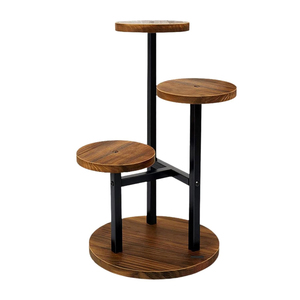 Modern 4-Tier Corner Plant Stand for Indoor Outdoor Use Rustic Wood and Metal <b>Flower</b> Pot Holder <b>Display</b> Rack for Balcony - Product Image 2