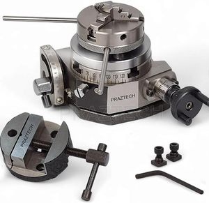 3" (80mm) Tilting Rotary Table with 65mm 3-Jaw Self Centering Chuck | 4 Slot Precision Indexing Table | 36:1 <b>Worm</b> Gear Milling A - Product Image 1