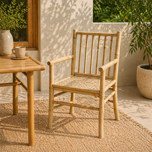 Chaise de jardin en bambou en gros avec accoudoirs, design scandinave, structure naturelle, mobilier intérieur/extérieur, OEM ODM, fabriqué au Vietnam - Product Image 1
