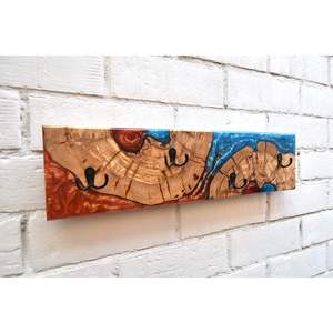 <b>Wooden</b> Eco-Friendly Vintage Wall Mounted Self-adhesive <b>Coat</b> Rack <b>Hooks</b> Rails 4 <b>Hooks</b> Multifunctional Handmade Entryway Organizer - Product Image 1