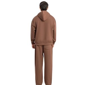 Sweat à capuche décontracté pour homme en molleton marron avec impression en relief sur le devant, style streetwear et sportswear, OEM ODM - Product Image 2