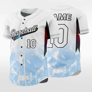 เสื้อเบสบอลแบบกำหนดเอง สีขาว ลายพรางสีน้ำเงิน พิมพ์หมายเลข 10 แบบซับลิเมชั่น สำหรับผู้ใหญ่ แขนสั้น ระบายความชื้นได้ดี - Product Image 6