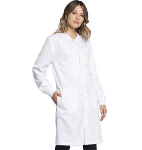 Bata de Laboratorio Blanca para Mujer, Tejida, de Algodón y Poliéster, Uniforme de Hospital, 3 Bolsillos, Cierre de Broches, Bata Médica - Product Image 2