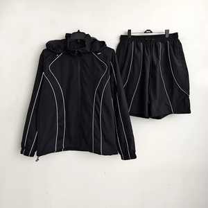 Wholesale Custom Maternity Two Piece Windbreaker <b>Short</b> <b>Jacket</b> 100% Cotton Streetwear Tracksuit Set Summer - Product Image 1
