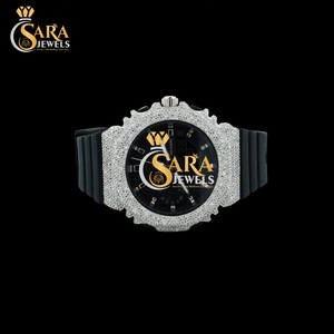 Reloj de Lujo con Diamantes VVS Moissanite, Acabado Brillante, Correa de Goma, Acero Inoxidable, Joyería de Regalo de la India - Product Image 4