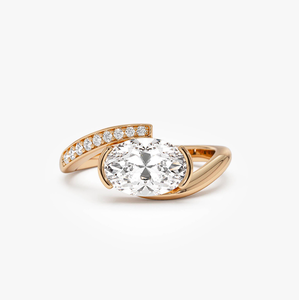 14K Oval Cut Lab Grown Diamond <b>Vintage</b> <b>Gold</b> Plated IGI Certified Wedding & Anniversary <b>Ring</b> - Product Image 2