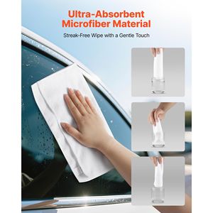 Confezione da 50 Panni in Microfibra Premium 12 X 12 Bianchi per Pulizia, Senza Pelucchi, Anti-Graffio, Altamente Assorbenti - Confezione da 12 - Product Image 2