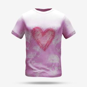T-shirt da uomo bianca a maniche corte <span class=keywords><strong>con</strong></span> scollo rotondo e motivo a <span class=keywords><strong>cuore</strong></span> <span class=keywords><strong>rosso</strong></span> disegnato a mano, vestibilità casual regolare, in tessuto lavorato a maglia <span class=keywords><strong>con</strong></span> stampa sul retro - Product Image 5