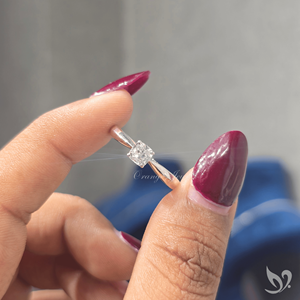 0.50 carat cushion cut lab grown diamond <b>ring</b> pinched shank <b>solitaire</b> 10K white gold delicate engagement <b>ring</b> - Product Image 4
