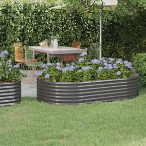 Macetas y jardineras elevadas de acero con recubrimiento en polvo gris medio, duraderas, para jardín - Product Image 1