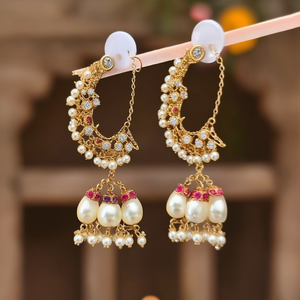 Fashion Drop <b>Earrings</b> Bridal Floral Design Ear <b>Chains</b> - Product Image 3