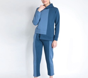 Women Color Blocking Hooded <b>Tracksuit</b> Full Sleeve Elastic Waist Side Pockets Casual Style Autumn Wear - Product Image 6