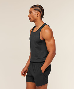 Men's <b>Black</b> Sleeveless <b>Tank</b> <b>Top</b> O-Neck Solid <b>Knitted</b> Breathable Sporty Style - Product Image 2