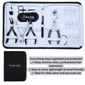 Kit de herramientas para extensiones de cabello con pinza removedora de microperlas, pinza de crimpado, pinza para extensiones de cinta, cortador de queratina y accesorios de salón - Product Image 5