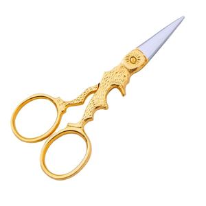 Ciseaux à broder en acier inoxydable en gros avec manche doré, pointes aiguilletées, 10 cm, pour la couture, l'artisanat et la broderie - Product Image 1