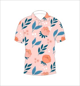 Camiseta polo con estampado de hojas florales rosas para hombre, camiseta informal de manga corta a la moda de verano - Product Image 1