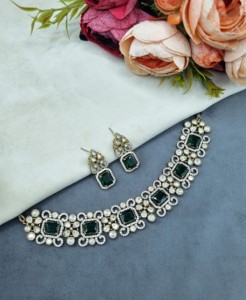 Radiant Gemstone Antique <b>Gold</b> Plated Kundan Necklace <b>Set</b> With Earrings Traditional Ethnic Wedding Wear <b>Jewellery</b> <b>Sets</b> Wholesaler - Product Image 5