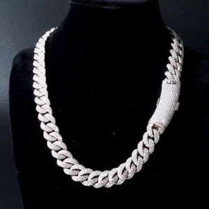 Cadena Cubana de Moissanita de Plata de Ley 925 con Diamantes Engastados, Diseño Hip Hop, Artesanía Premium para Venta Minorista - Product Image 3