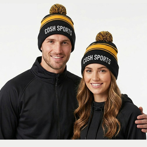 Gorro de Invierno de Punto Unisex Personalizado al por Mayor con Pompón |   Gorra Deportiva COSH SPORTS de Acrílico con Puño Elástico y Rayas Cálidas - Product Image 1