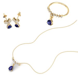REYES Conjuntos de Joyería de Plata de Ley 925 con Moissanita Más Vendidos para Mujer, Conjuntos de Anillo y Collar con Gema de Zafiro Azul de Lujo - Product Image 1