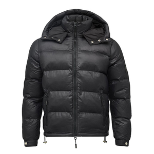 Manteau d'hiver pour homme avec logo personnalisé OEM, capuche amovible, coupe-vent, fermeture éclair, col montant, veste matelassée unisexe - Product Image 1