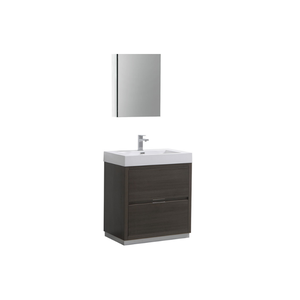 Meubles-lavabos muraux modernes en bois massif (chêne, pin, acacia) avec tiroirs et vasque rectangulaire en céramique durable de qualité hôtelière - Product Image 3