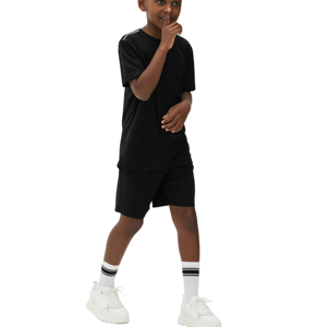 Ensemble T-shirt et short pour enfants en coton biologique personnalisable, coupe oversize streetwear, tissu épais, grandes tailles pour garçons - Product Image 3